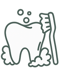 Tooth with toothbrush and toothpaste suds